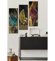 Renkli Yapraklar 3 Parça Mdf Tablo