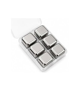 Kişiye Özel Paslanmaz Çelik Viski Taşı 6'Lı Set - 9,5x6,2cm