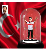 Kişiye Özel Milli Takım Formalı Erkek veya Kadın Taraftar Bozkurt Tasarımlı Karikatür Biblo Işıklı Fanus, Türkiye Milli Takım, Taraftar Hediyesi