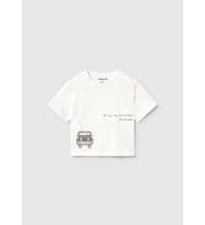 Mayoral Erkek Bebek Araba Baskılı Oversize Tshirt Krem
