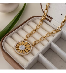 Kararmaz 316L Çelik Kaplama Güneş Modeli Kolye (Gold)