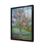 Pink Peach Trees Çerçeveli Cam Tablo
