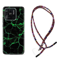 Xiaomi Poco X3 Pro M4 Pro X4 Pro C40 10C Kılıf Boyun Asklı Rasta Silikon Yeşil Şerit Mermer 1320