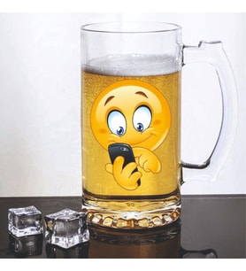 Emoji Baskılı bira Bardağı