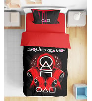 Squid Game 3D Dijital Baskılı Tek Kişilik Nevresim Takımı Genç Nevresim Takımı (Siyah-Kırmızı)