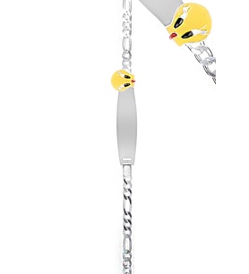 ENCİLİ SİLVER İsim Yazılabilen Tweety Model 925 Ayar Gümüş Çocuk Künyesi