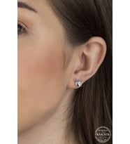 Union Swarovski Crystal Kadın 6 mm Mini Gümüş Küpe