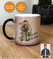 Kişiye Özel Karikatürlü Asker Kupa Bardak Sihirli Askere Hediye Asker Sevgiliye Hediye