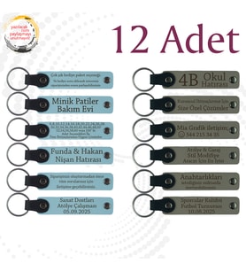 Gök Mavi & Kül Gri, 12'li Set, Doğum Günü Partisine Özel İsim Ve Mesaj Yazılabilen Hediye Anahtarlık
