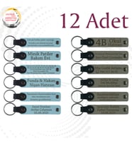 Gök Mavi & Kül Gri, 12'li Set, Doğum Günü Partisine Özel İsim Ve Mesaj Yazılabilen Hediye Anahtarlık