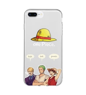 Iphone 7 Plus ve 8 Plus Uyumlu One Piece Karakterler Tasarımlı Şeffaf Telefon Kılıfı