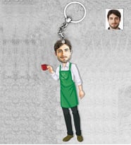 Kişiye Özel Garson Erkek Ahşap Anahtarlık-1