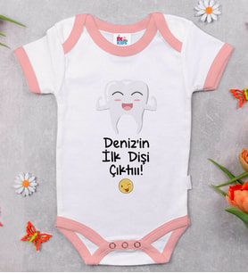BK Kids Kişiye Özel Pembe Bebek Body Zıbın - Model 92