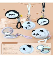 Sevimli Panda Tasarımlı Peluş Anahtarlıklı Ayna