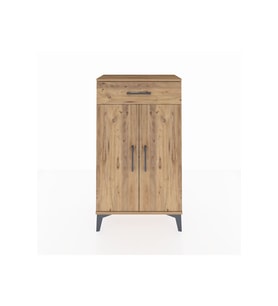 Arges Komodin 2 Raflı Tek Çekmeceli 2 Kapaklı 60x30x106 Çam-Çam