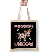 8 Bit Moogical Unicow Cute Magical Unicorn Cow Bez Çanta Uzun Saplı