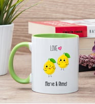 Kişiye Özel Sevimli Limonlar Yeşil Kupa Bardak