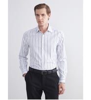 LCW BUSINESS Lacivert Slim Fit Uzun Kollu Çizgili Erkek Gömlek