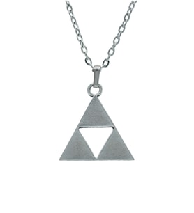 The Legend Of Zelda - Üçgen Erkek Kadın Kolye Antik Gümüş Kaplama - 60 cm Düz Zincir