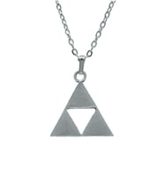 The Legend Of Zelda - Üçgen Erkek Kadın Kolye Antik Gümüş Kaplama - 60 cm Düz Zincir