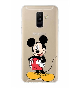 Samsung Galaxy A6 Plus (2018)  Kapak Mickey Mouse Tasarımlı Şeffaf Silikon Kılıf