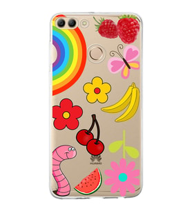 PrintiFy Huawei Y9 2018 ile Uyumlu 1mm Slim Fit Water Color 5 Baskılı Şeffaf  Kılıf