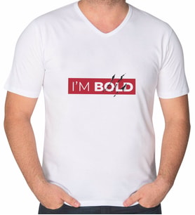 BK Gift I'm Bold Tasarımlı V Yaka Tişört-1 (Beyaz)