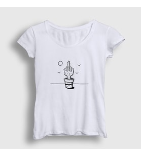 Presmono Kadın Beyaz Cactus Hand Kaktüs T-Shirt 287347tt (Beyaz)