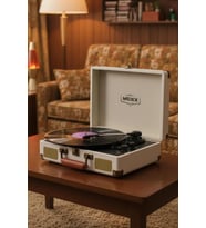 Midex Mtx-101WH Nostaljik Retro Pikap Plak Çalar (Şarjlı Bluetooth Aux Hoparlörlü 3 Devir) İğne Dahil