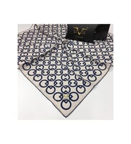 Geometrik Desen Black Seri Twill Eşarp Eşarp Askısı ile Birlikte 90x90 cm Beyaz-