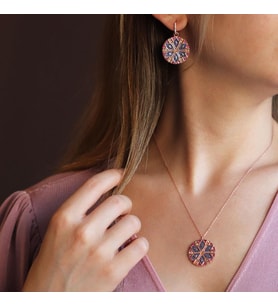 Apm Monaco Modeli Yuvarlak Renkli Zirkon Taşlı Rose Gold Kaplama Set