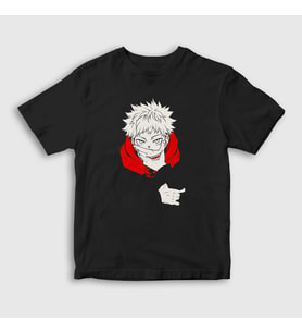 Presmono Unisex Çocuk Siyah Yuji Itadori V2 Anime Jujutsu Kaisen T-Shirt 316559tt