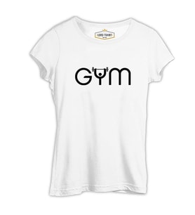 Bodybuilding - GYM with a Bar Beyaz Kadın Tshirt