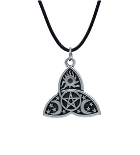 Triquetra Deri ip Kolye - Gümüş Kaplama - Kadın Erkek Kolye - No:875