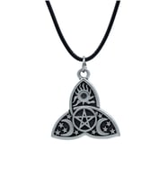 Triquetra Deri ip Kolye - Gümüş Kaplama - Kadın Erkek Kolye - No:875