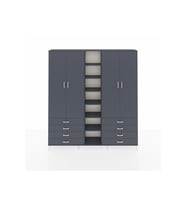 Arges Dolap 10 Raflı 8 Çekmeceli 2 Askılı 220x30x243 Antrasit-Antrasit/Antrasit