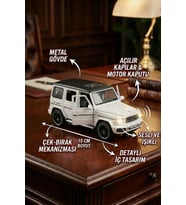 1:32 Metal Çek Bırak Mercedes G65 Beyaz Sesli ve Işıklı Kapıları Açılan Oyuncak Arazi Aracı