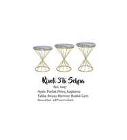Brc RİVOLİ 14067 Zigon Metal Gold Renk kaplama Beyaz Mermer temper cam El yapım