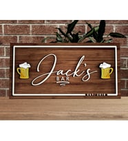 BK Gift Kişiye Özel Kabartma Tasarım Ahşap Bar Tabelası 61cm, Home Bar Tabela, Rustik Ev Dekorasyonu, Duvar Dekoru (Model 1)