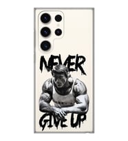 Samsung Galaxy S23 ULTRA Uyumlu Arnold Fitness Never Give Up Desenli Şeffaf Telefon Kılıfı
