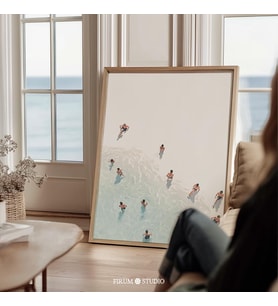 Minimalist Sahil Yüzücüleri Duvar Sanatı