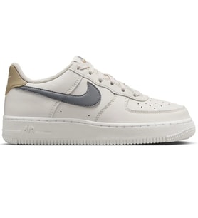 Nike Air Force 1 AF1 GS Leather Unisex Sneaker Swoosh Hakiki Deri Günlük Spor Ayakkabı Krem Gri