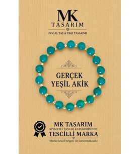 MK TASARIM GERÇEK YEŞİL AKİK TAŞI BİLEKLİK MK.7000.851- RAHATLIK-DİNGİNLİK-ENERJİ- STRES BİLEKLİĞİ