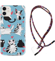 Apple iPhone 11 12 13 Mini Kılıf Boyun Asklı Rasta Silikon Kedicikler 1772