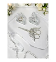 Pietra Kristal Cam Yüzük Yükselticisi ve Söz Makası Seti (Gümüş)