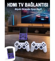 Mey İthalat® Retro Oyun Konsolu 2 Kablosuz Oyun Kolu ve IPS Ekranlı