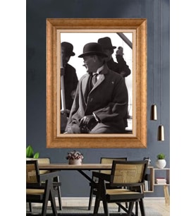 Altın Varaklı Çerçeveli Paspartulu Atatürk Tablo DC1316 (Gold)