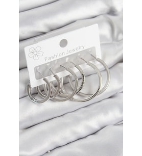 Pirinç Halka Model Gümüş Renk Kadın Set Küpe - TJ-BKP11038