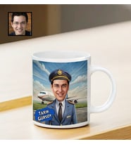 Kişiye Özel İsimli Pilot Temalı Karikatür   Kupa Bardak