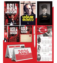 Asla Vazgeçme - Ayraç - Kartpostal - Poster - Uğur Mumcu -  2026 Ajanda Kalpaklı - Ay Yıldız Duvar Takvimi - Masa Takvimi